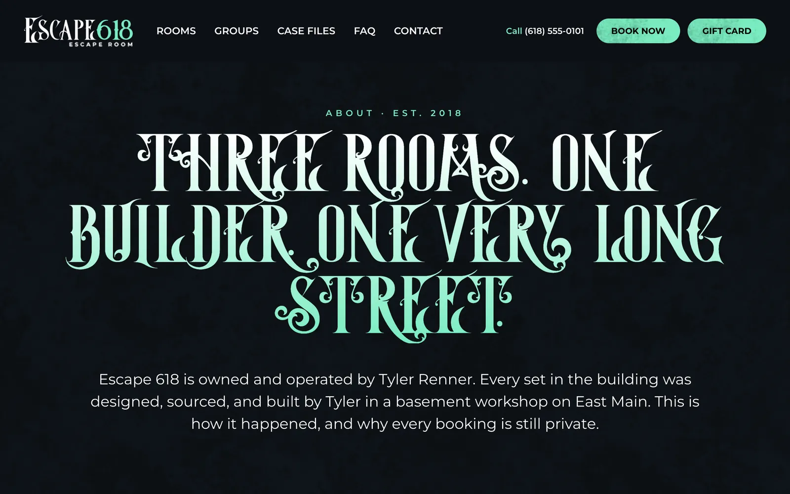 About page: three rooms, one builder, one very long street