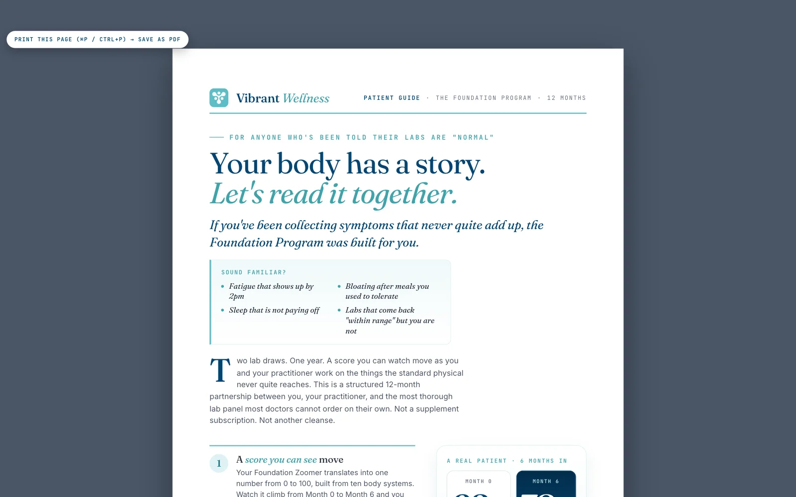 Patient guide to the Foundation Program: your body has a story, let us read it together
